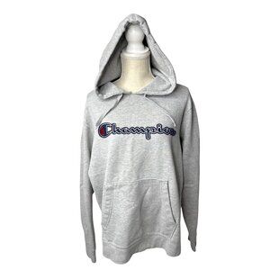 Champion Gray Hoodie With Logo Embroidery For Adults size L